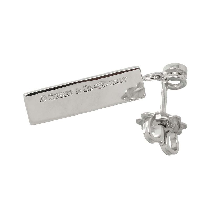 Tiffany & Co Bar Drop Diamond Earrings 18k WG White Gold 750 Pierced