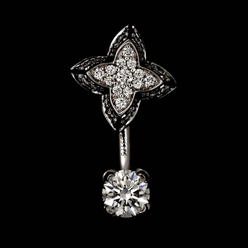 Louis Vuitton LV Double Round Diamond Earrings 18k WG 750 Pierced
