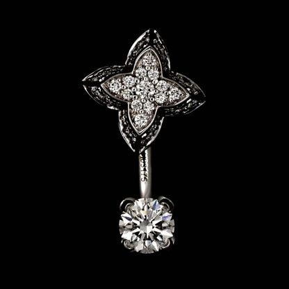 Louis Vuitton LV Double Round Diamond Earrings 18k WG 750 Pierced