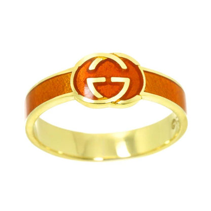 Gucci Interlocking Ring . Enamel 18k YG Yellow Gold