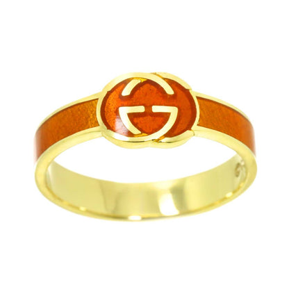 Gucci Interlocking Ring . Enamel 18k YG Yellow Gold