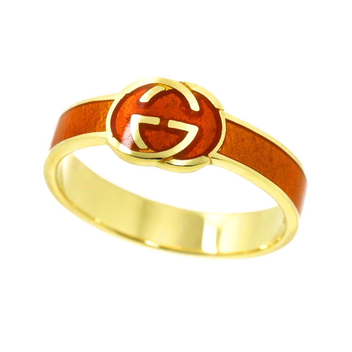 Gucci Interlocking Ring . Enamel 18k YG Yellow Gold