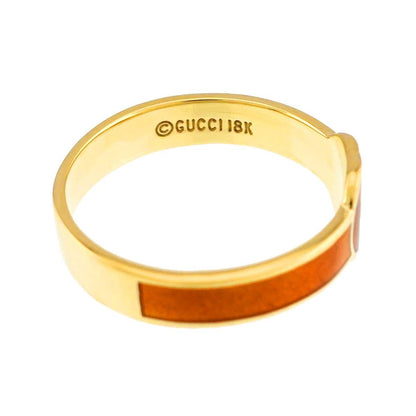 Gucci Interlocking Ring . Enamel 18k YG Yellow Gold
