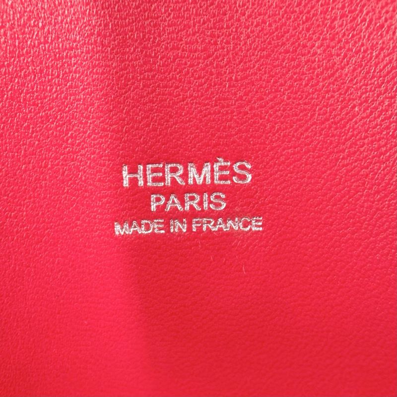 Hermes 2-Way Bolide 35 Shoulder Bag Crossbody Leather Red Silver