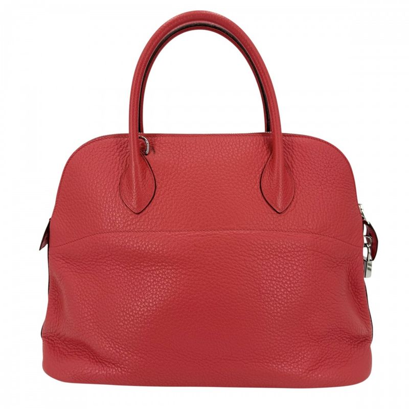 Hermes 2-Way Bolide 35 Shoulder Bag Crossbody Leather Red Silver