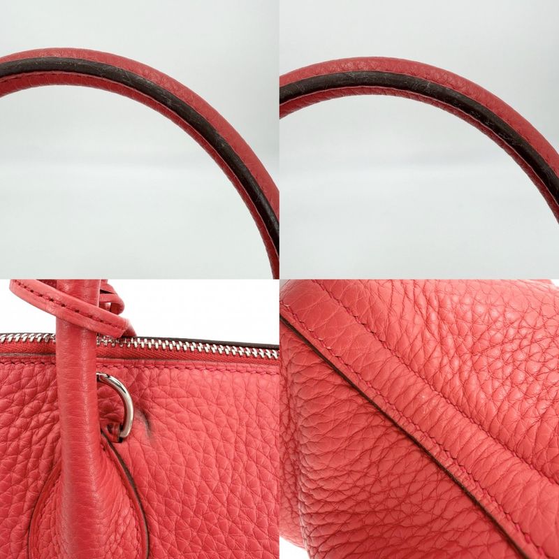 Hermes 2-Way Bolide 35 Shoulder Bag Crossbody Leather Red Silver