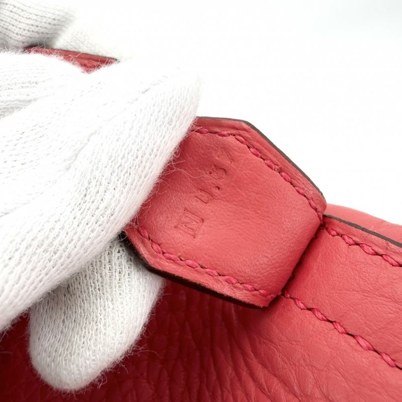 Hermes 2-Way Bolide 35 Shoulder Bag Crossbody Leather Red Silver