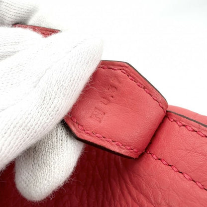 Hermes 2-Way Bolide 35 Shoulder Bag Crossbody Leather Red Silver