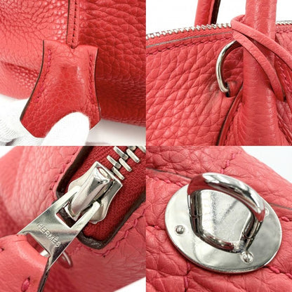 Hermes 2-Way Bolide 35 Shoulder Bag Crossbody Leather Red Silver