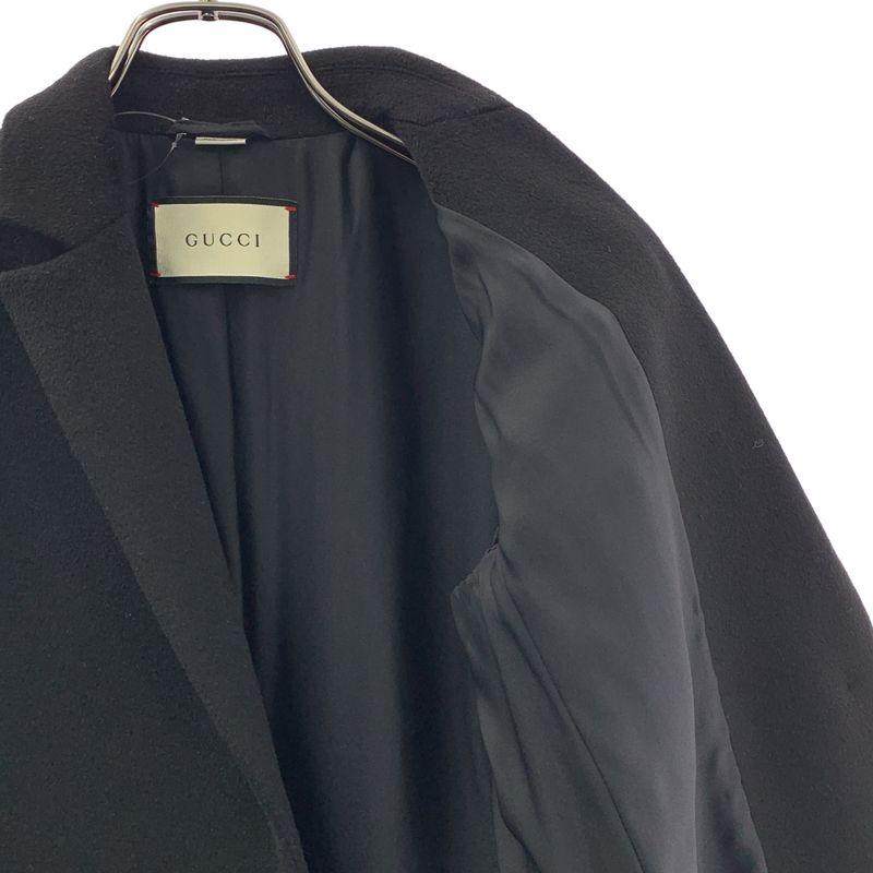 Gucci Wool Chesterfield Coat 38 Black