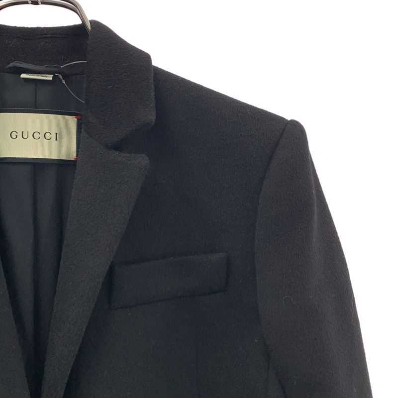 Gucci Wool Chesterfield Coat 38 Black