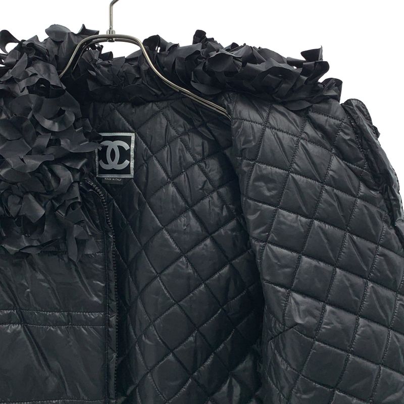 Chanel Frill Decoration CC Logo Down Jacket Black