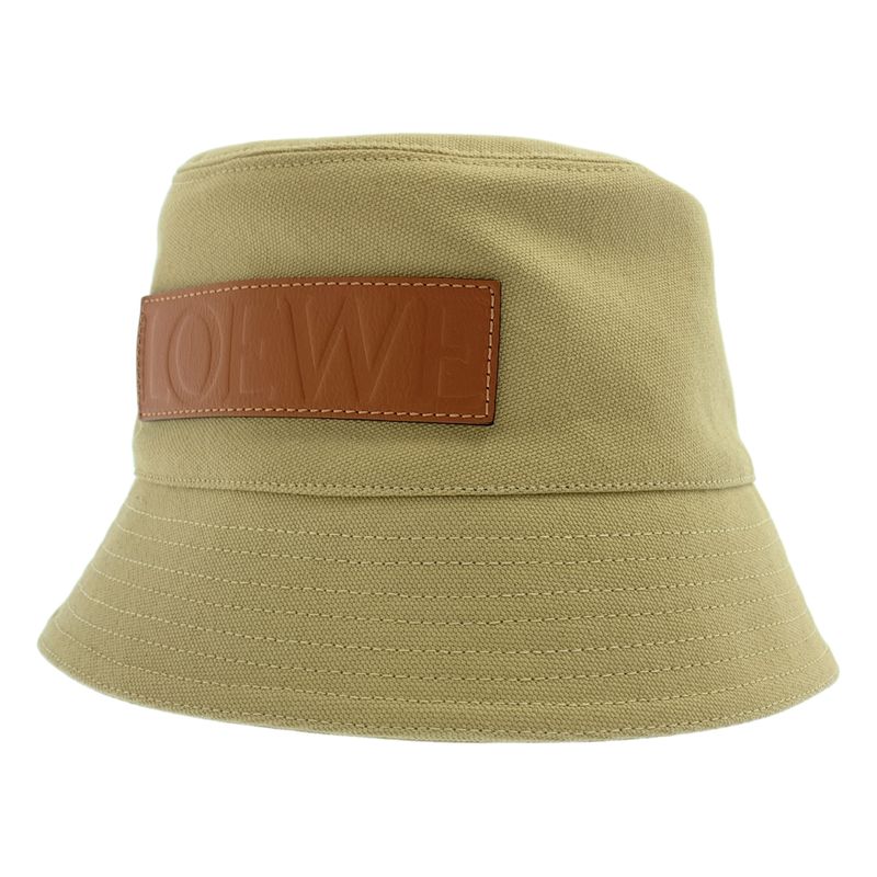 Loewe Paula's Ibiza Leather Logo Patch Bucket Hat 57 Beige