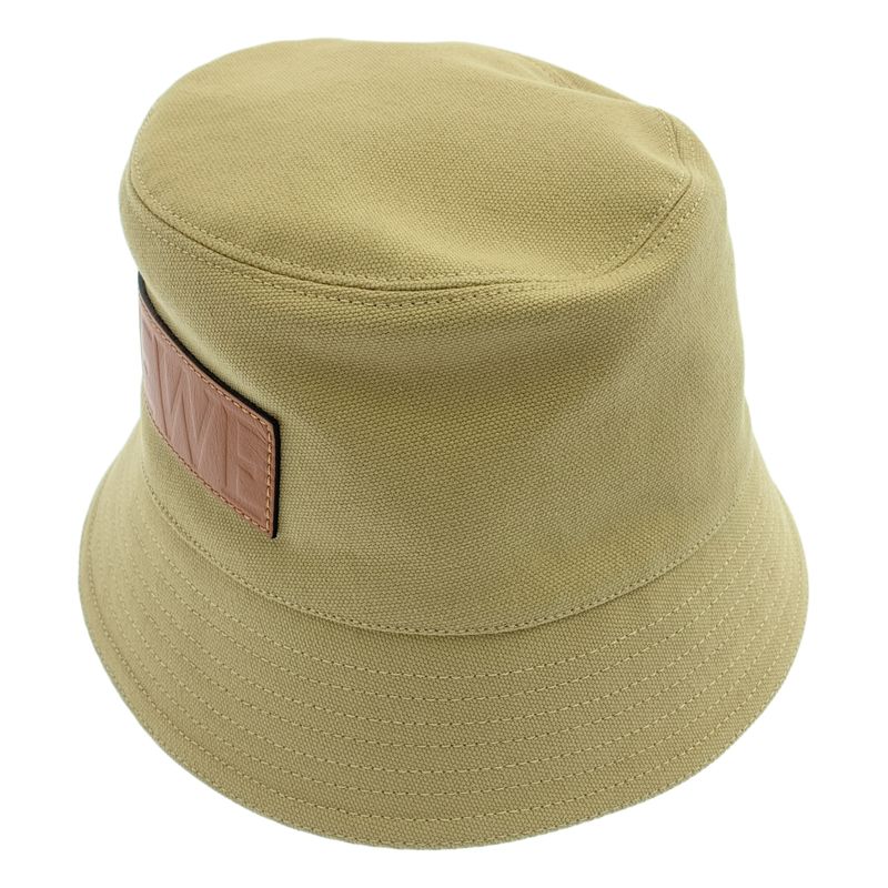 Loewe Paula's Ibiza Leather Logo Patch Bucket Hat 57 Beige