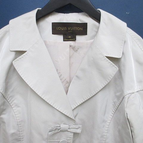 Louis Vuitton Jacket Lightweight Silk 38 White Stitch Snap Button Lining