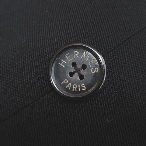 Hermes Double Breasted Jacket 38 Black Wool Lining