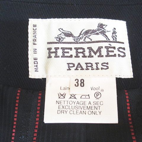 Hermes Double Breasted Jacket 38 Black Wool Lining