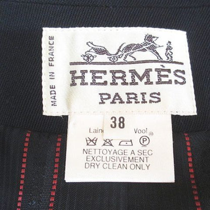 Hermes Double Breasted Jacket 38 Black Wool Lining