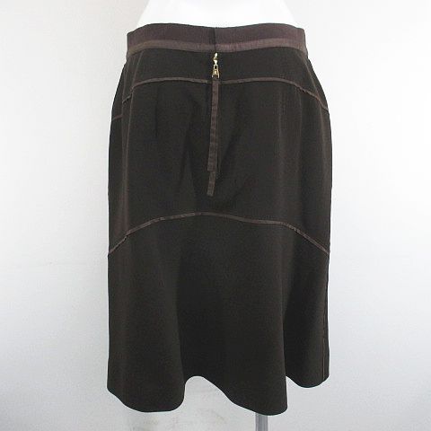 Louis Vuitton Set Jacket Knee Length Skirt Silk 42 Brown Snap Button Roll Up