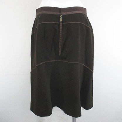 Louis Vuitton Set Jacket Knee Length Skirt Silk 42 Brown Snap Button Roll Up