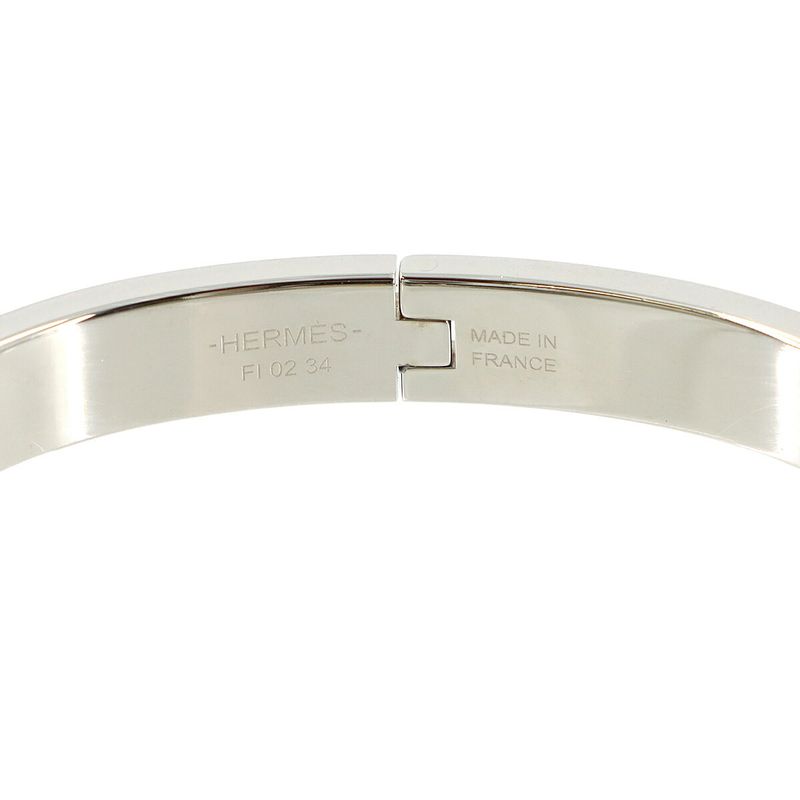 Hermes Mini Click Chaine D'ancre Bangle Brown Glasse Silver Gold Bracelet