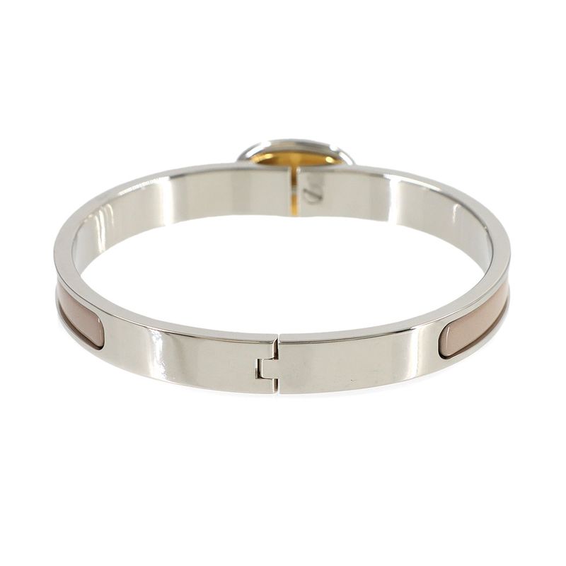 Hermes Mini Click Chaine D'ancre Bangle Brown Glasse Silver Gold Bracelet