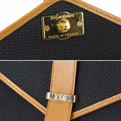 Saint Laurent Yves 2-Way Bag Leather Black Brown Vintage