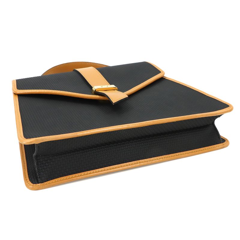 Saint Laurent Yves 2-Way Bag Leather Black Brown Vintage