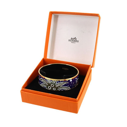 Hermes Enamel GM Bangle Bracelet Blue Gold Email GM