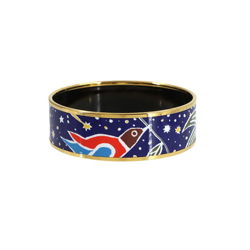 Hermes Enamel GM Bangle Bracelet Blue Gold Email GM