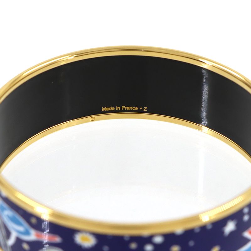 Hermes Enamel GM Bangle Bracelet Blue Gold Email GM