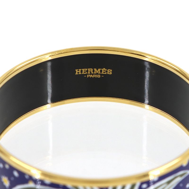 Hermes Enamel GM Bangle Bracelet Blue Gold Email GM