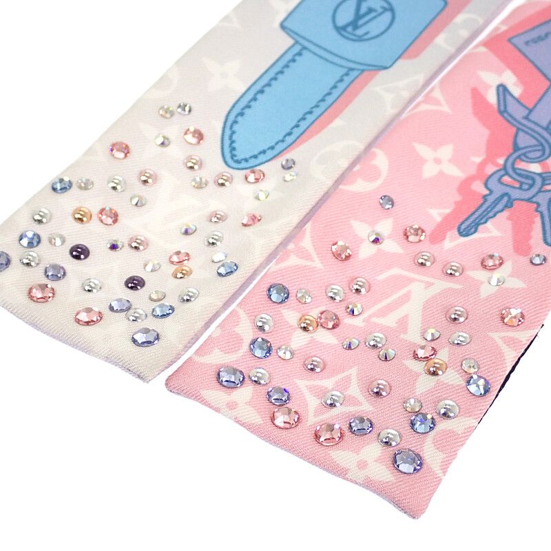 Louis Vuitton Bandeau BB Rising Confidential Scarf Silk Pink Blue Monogram