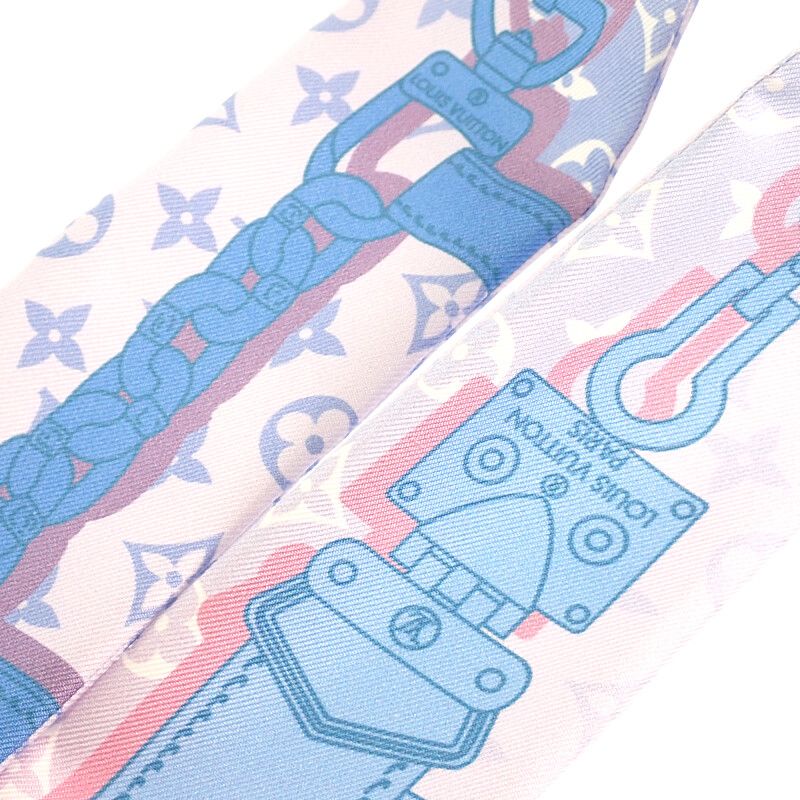 Louis Vuitton Bandeau BB Rising Confidential Scarf Silk Pink Blue Monogram