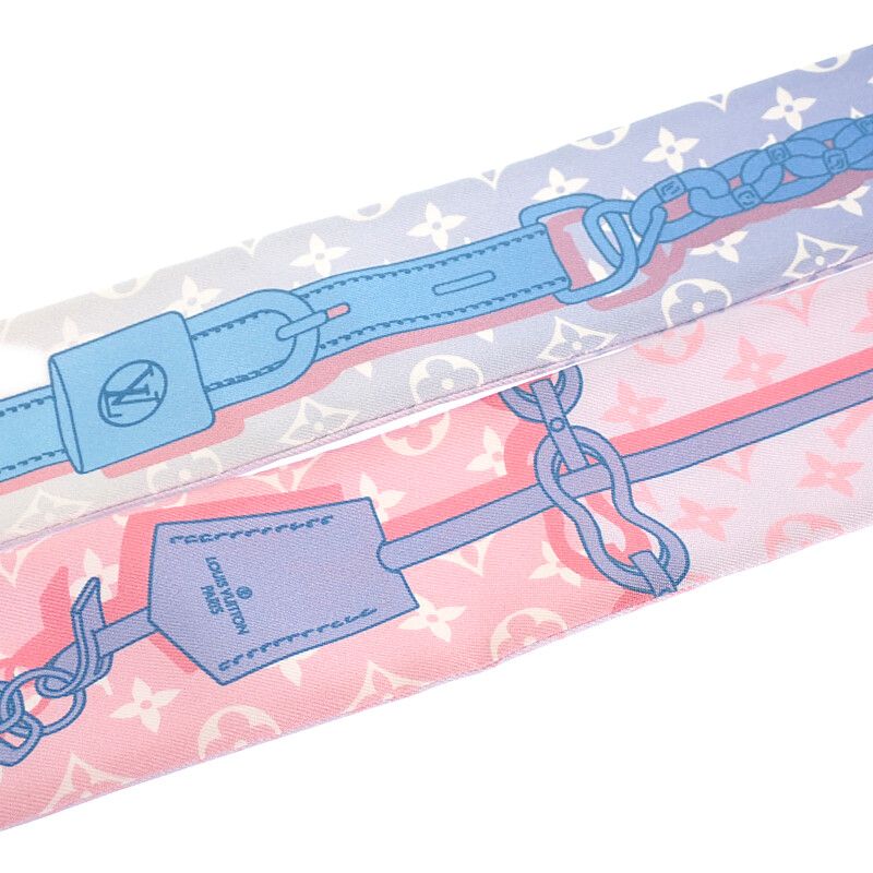 Louis Vuitton Bandeau BB Rising Confidential Scarf Silk Pink Blue Monogram