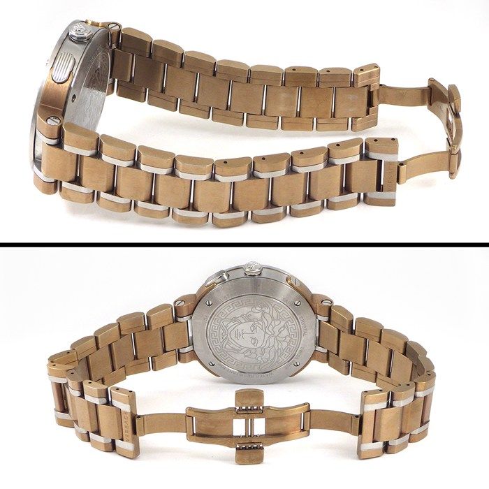 Versace Watch Pro Date Small Second Dual Time Display Sunray Silver Dial SS