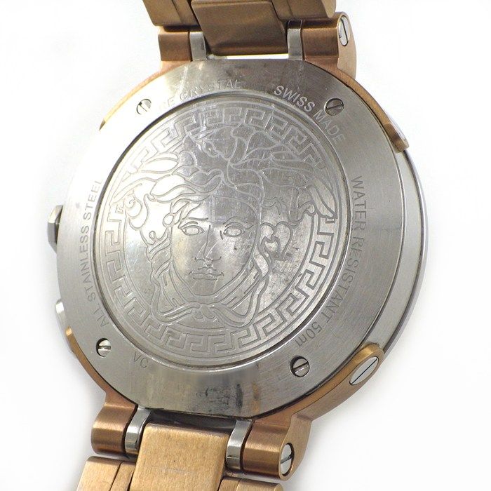 Versace Watch Pro Date Small Second Dual Time Display Sunray Silver Dial SS