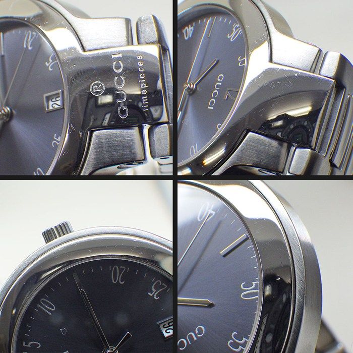 Gucci Watch Sunray Gray Dial Date SS Quartz Analog