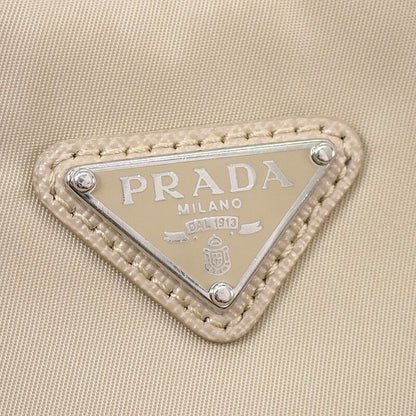 Prada Re-Nylon 2-Way Shoulder Bag Nylon Beige Silver Classic Triangle Logo