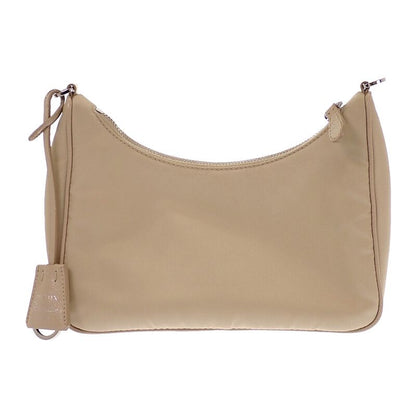 Prada Re-Nylon 2-Way Shoulder Bag Nylon Beige Silver Classic Triangle Logo