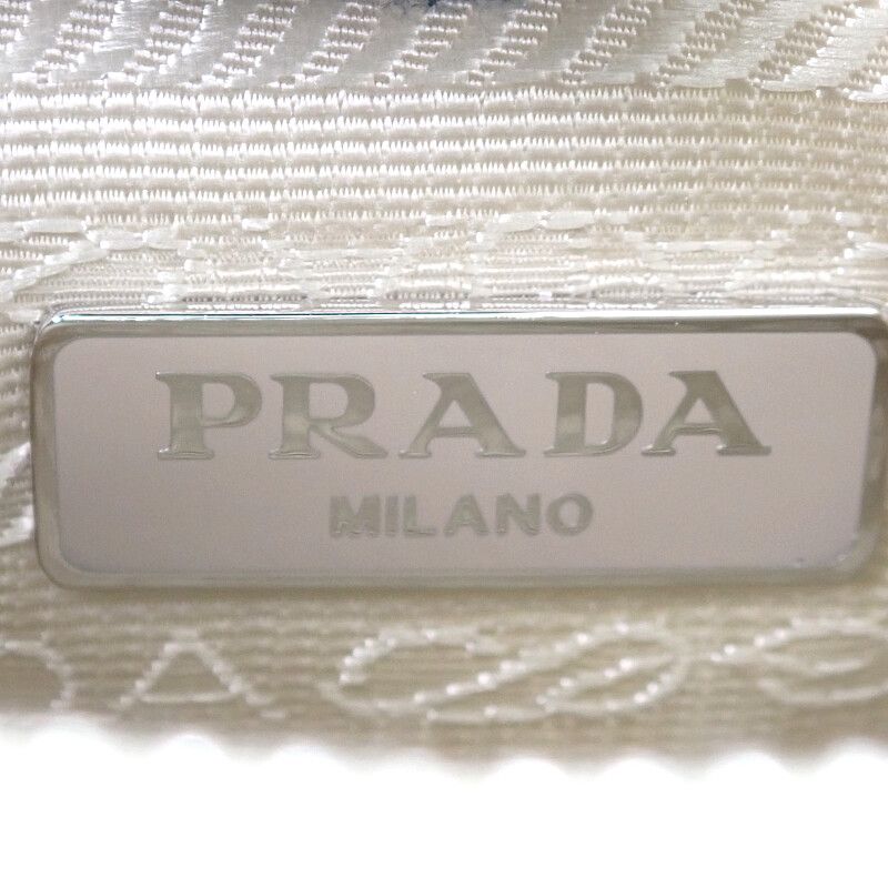 Prada Re-Nylon 2-Way Shoulder Bag Nylon Beige Silver Classic Triangle Logo