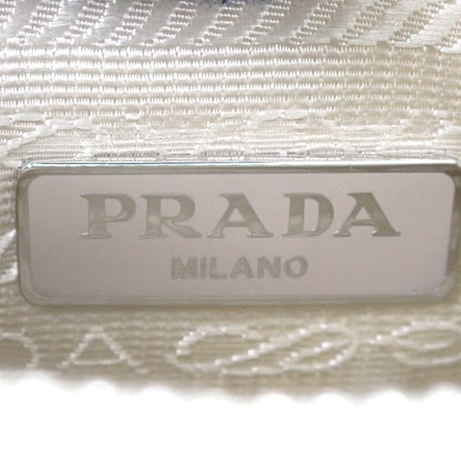 Prada Re-Nylon 2-Way Shoulder Bag Nylon Beige Silver Classic Triangle Logo