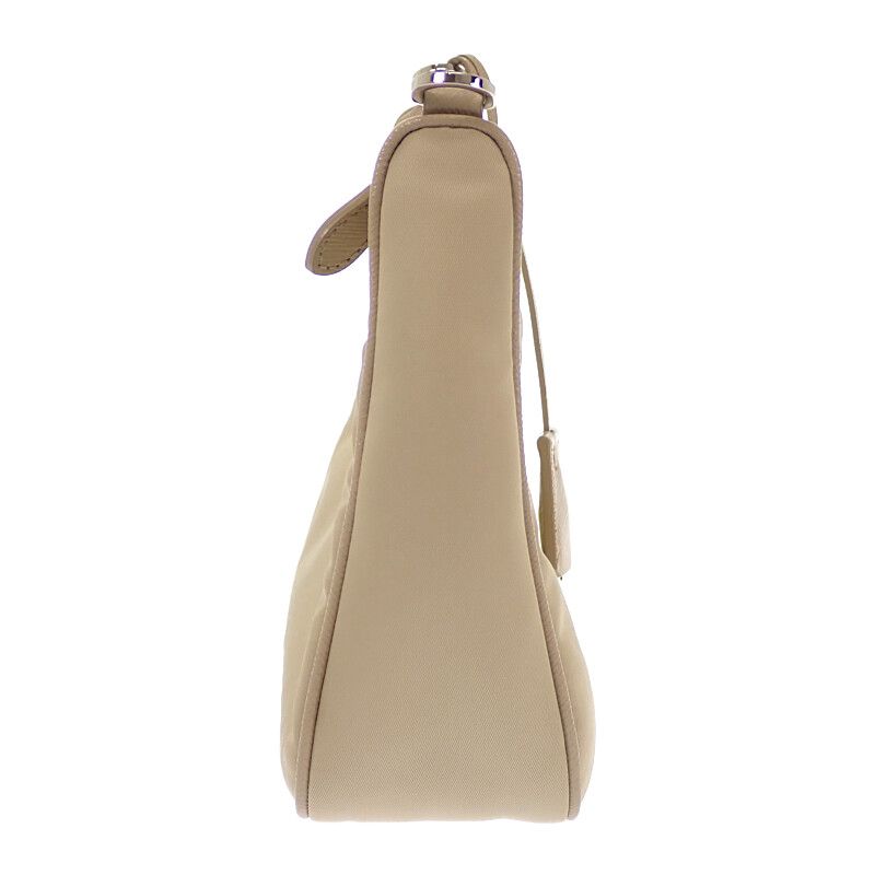 Prada Re-Nylon 2-Way Shoulder Bag Nylon Beige Silver Classic Triangle Logo