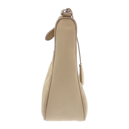 Prada Re-Nylon 2-Way Shoulder Bag Nylon Beige Silver Classic Triangle Logo