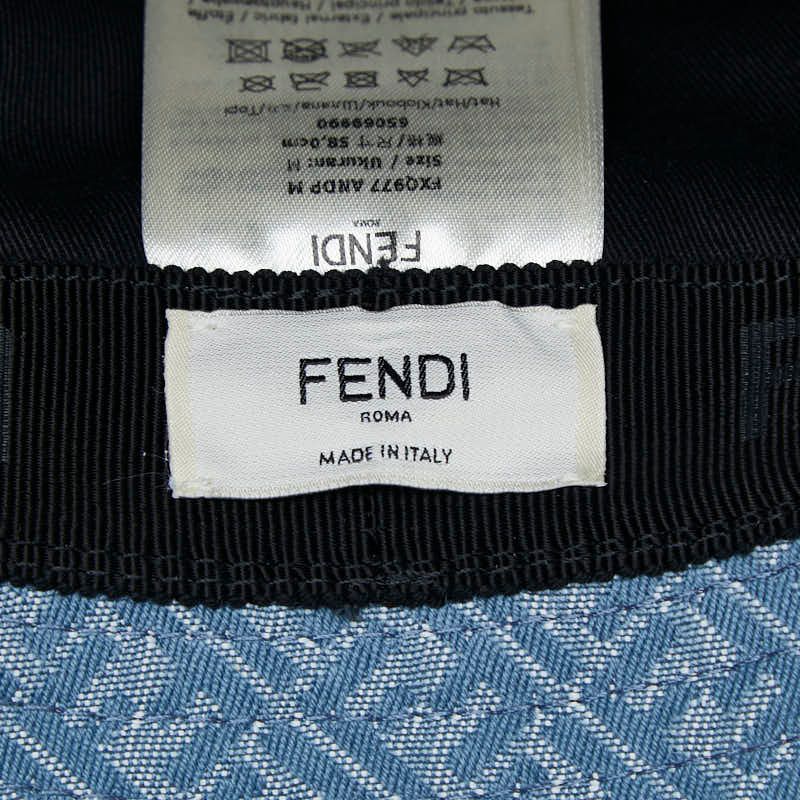 Fendi Zucca Bucket Hat M Blue Cotton Polyester