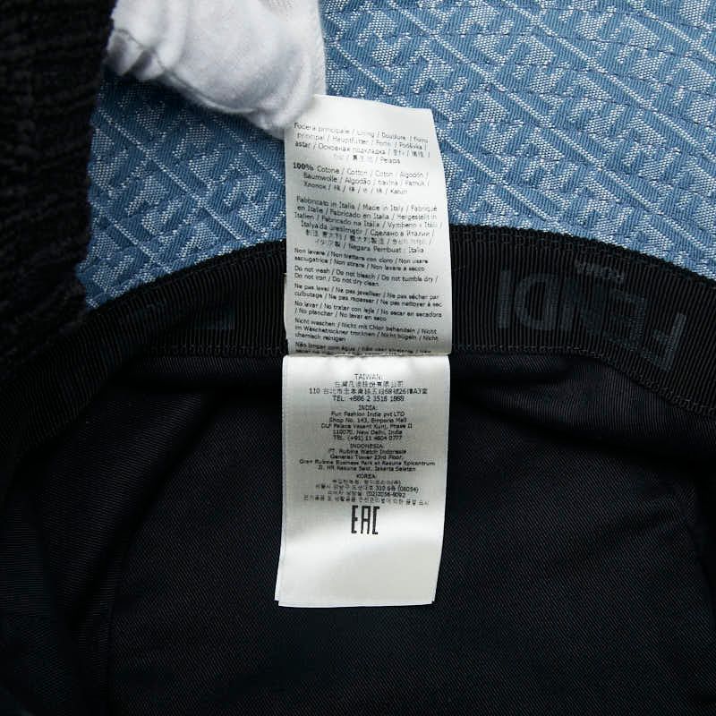 Fendi Zucca Bucket Hat M Blue Cotton Polyester