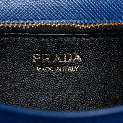 Prada Chain Shoulder Wallet Blue Saffiano Leather Handbag