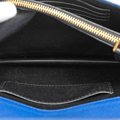 Prada Chain Shoulder Wallet Blue Saffiano Leather Handbag