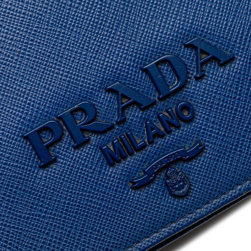 Prada Chain Shoulder Wallet Blue Saffiano Leather Handbag