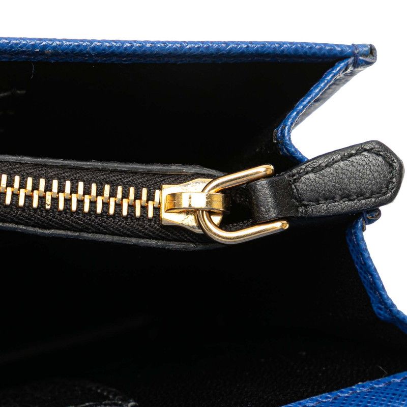 Prada Chain Shoulder Wallet Blue Saffiano Leather Handbag